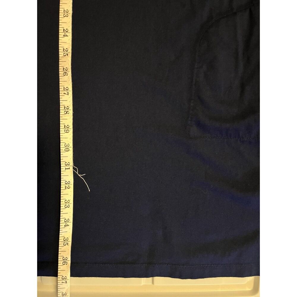 Lands End Shift Dress Women's Medium Blue White Embroidered V-Neckline Pockets - Picture 9 of 9